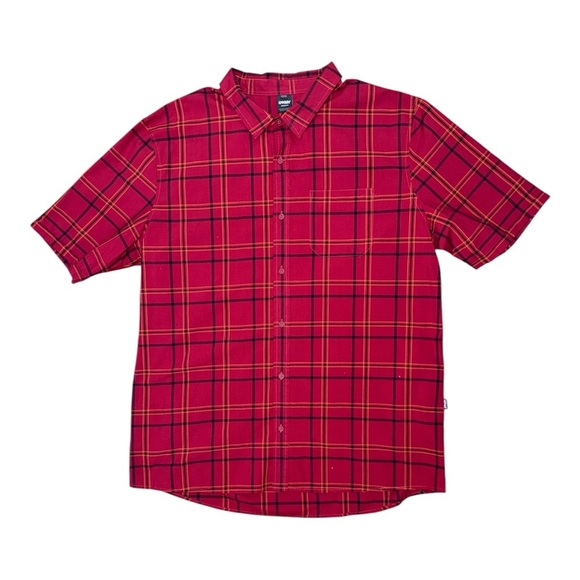 Oakley Red Plaid Casual Button Down Shirt - Picture 3 of 8
